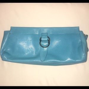 Bold aquamarine Ralph Lauren clutch